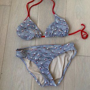 JCREW Navy + Red Sail Boat Bikini Set Size M